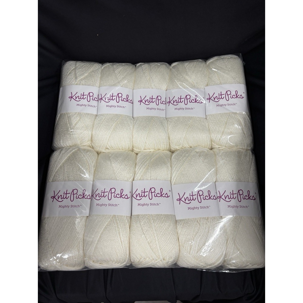 Lot Of 10 Knit Picks Mighty Stitch Yarn Wool/Acrylic, 208 Yards, White